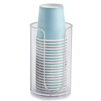 Clear Disposable Cup Dispenser, 3oz-5oz Small Paper Cups Holder for Bathroom Vanity, Countertop Organizer for Mouthwash and Rinsing, Sturdy Plastic