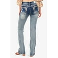 thumbnail image 6 of Grace in LA Women's Embroidered Boarder Distressed Pocket Bootcut Stretch Jeans (28, Blue), 6 of 6