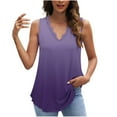 thumbnail image 2 of Titcea Tank Top for Women(S-2XL), Gradient Print Lace V-Neck Sleeveless T Shirts Loose Breathable Hawaiian Beach Vacation Summer Casual Tops, 2 of 7