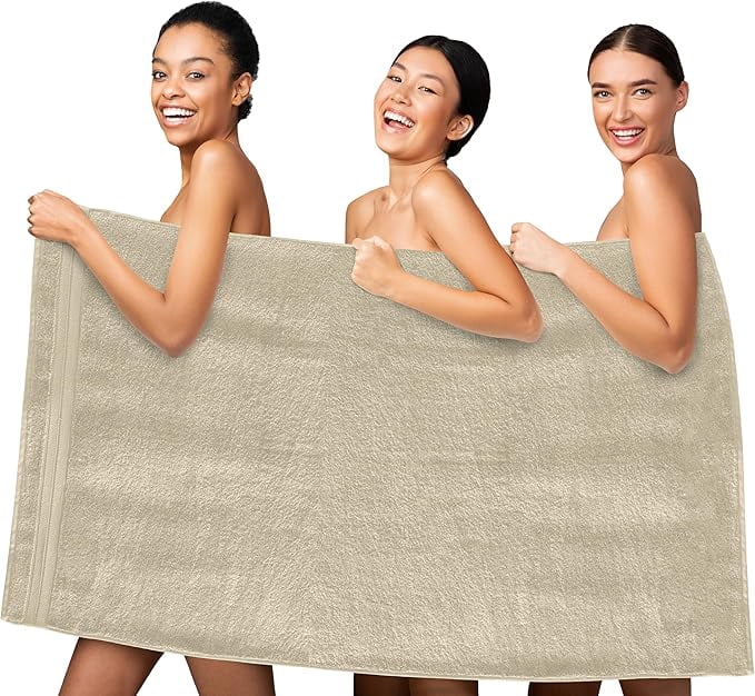 Elegant Comfort Turkish Cotton Jumbo Bath Towel, 1-Piece, 35" x 70", Highly Absorbent - Soft Bathroom Towel, Ivory