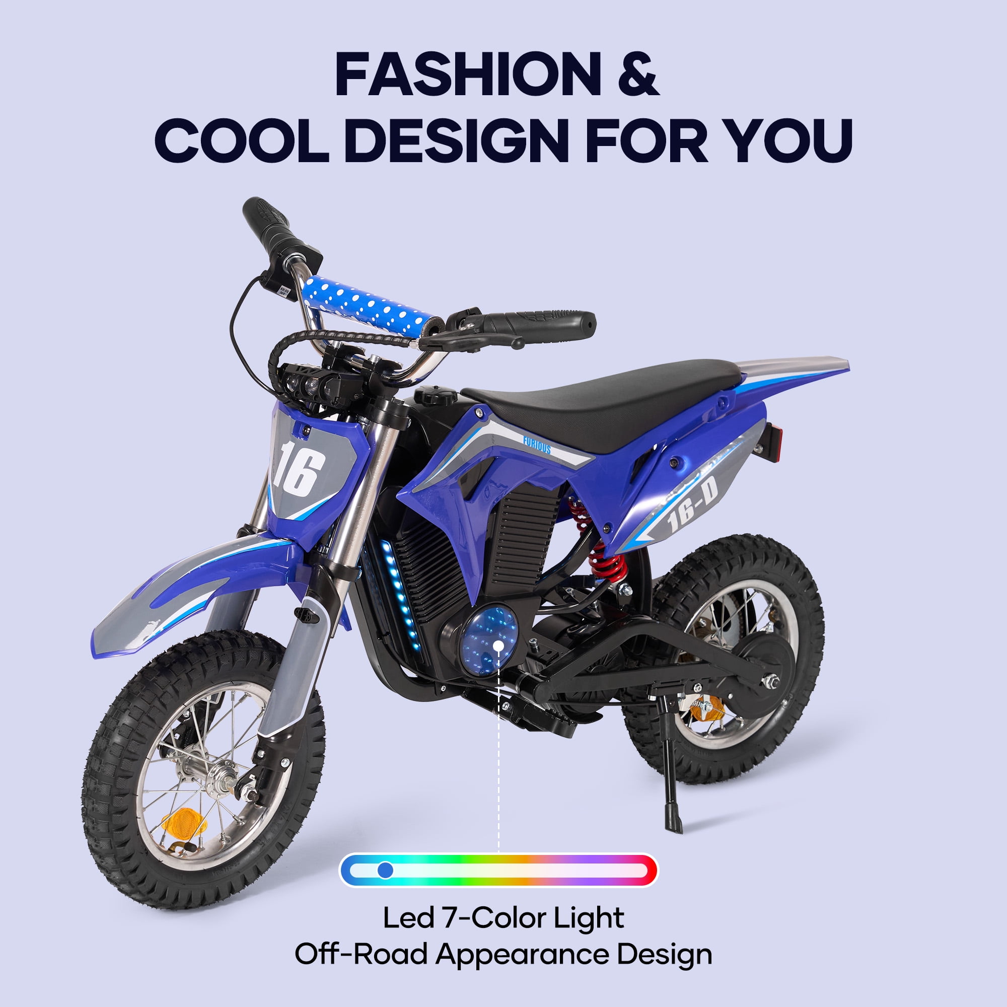 Naipo  Electric Dirt Bike with 36V 6Ah Lithium Battery , 300W Brushless Motor,14MPH & 3-Speed Modes Motorcycle  for Kids  Height 3.6-4.9Ft