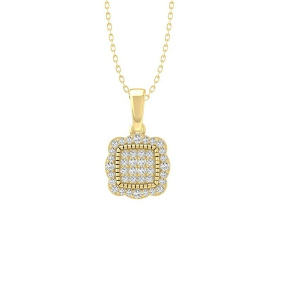 Araiya Fine Jewelry 10K Yellow Gold Lab-Grown Diamond Cluster Pendant for Women with Gold Plated Silver Cable Chain Necklace (1/6 cttw, VS1 Clarity, D-F Color) 18inch