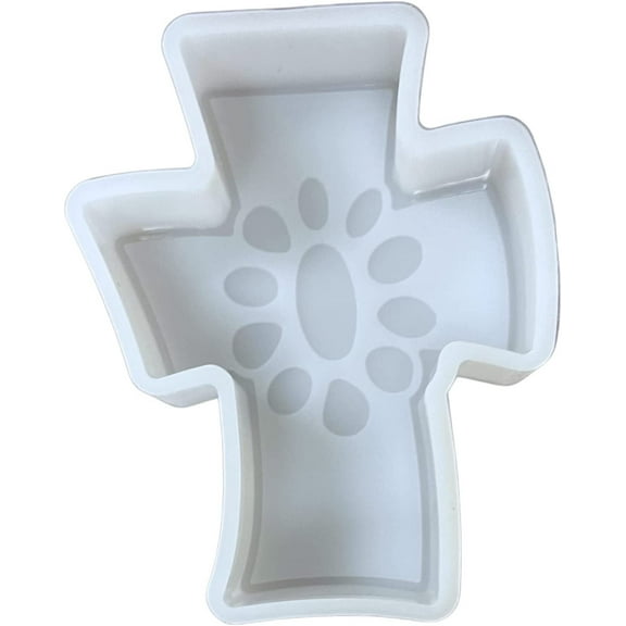Cross with Turquoise Concho Western Car Freshie Silicone Mold  3 x 3.75 x 0.08 inches for Scented Aroma Beads Car Candle, Soap Oven Safe to 450 F Bake Heat Resistant Christian Religious
