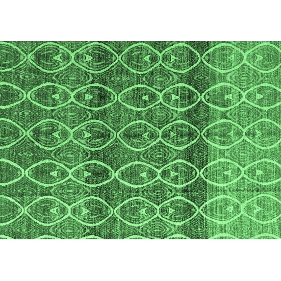 Ahgly Company Indoor Rectangle Abstract Emerald Green Modern Area Rugs, 7' x 10'