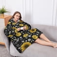 thumbnail image 5 of Oversized Wearable Blanket Hoodie,Black White Bee Heart Sunflower Pattern Sherpa Blanket Hoodie with Super Pockets,Super Warm Fuzzy Pullover for Women & Men, 5 of 6
