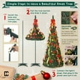 thumbnail image 6 of CAPHAUS 7.5 Feet Artificial Pop Up Christmas Tree w/ 2 Red & Golden Ribbon, 450 LED Lights, Foldable, Pre-Hinged, with Green Metal Stand, for Indoor, Office, Party, Holiday Decoration, 6 of 9