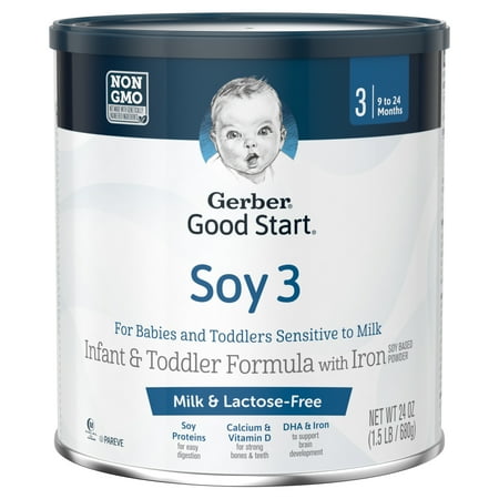 Gerber Good Start Soy (4 Pack) Non-GMO Powder Infant and Toddler Formula, Stage 3, 24 oz