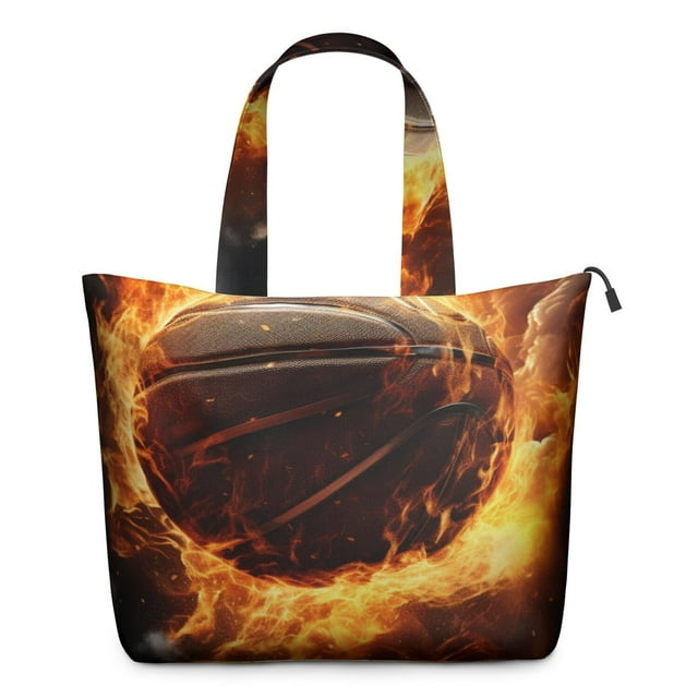 Multipurpose Travel Tote Bag Featuring Basketball Football Designs Lightweight Weekender Bag with Adjustable Strap for Training Play