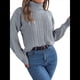 thumbnail image 3 of Suéter de Mujer con Cuello Redondo, Botones Texturizados, Mangas Farol, Jersey de Punto Gris S, 3 of 10
