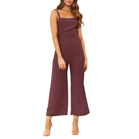

koaiezne Women Suspenders Wrapped Chest Zipper Jumpsuit Solid Color Tunic Trousers Dress Rompers with Pockets Women Jumpsuits Pajamas