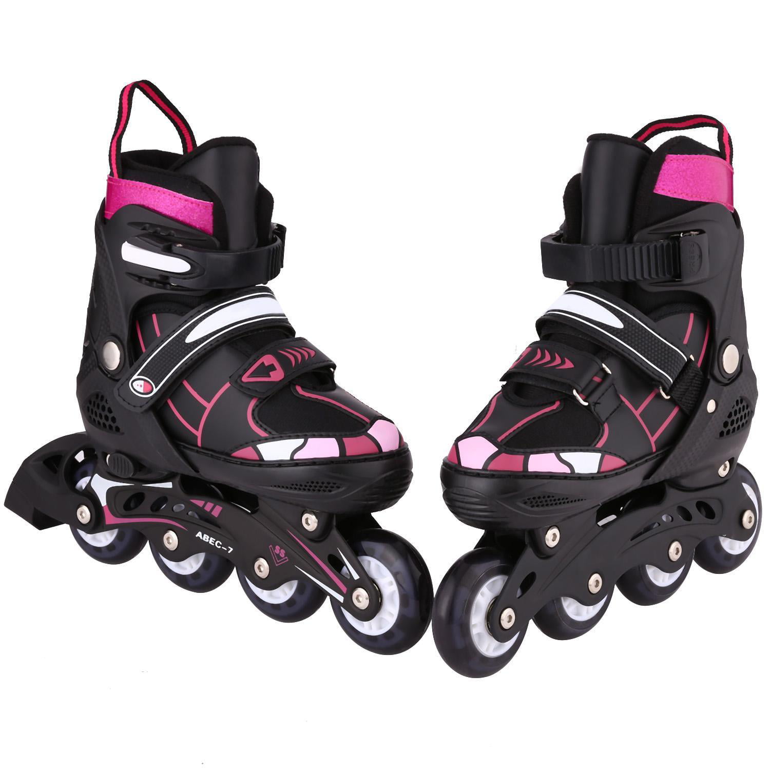 ANCHEER Inline Skates for Kids Adjustable with Light Up Wheels Beginner Roller Fun Flashing Illuminating Roller Skates for Kids Boys and Girls 2 Colors and 3 Sizes