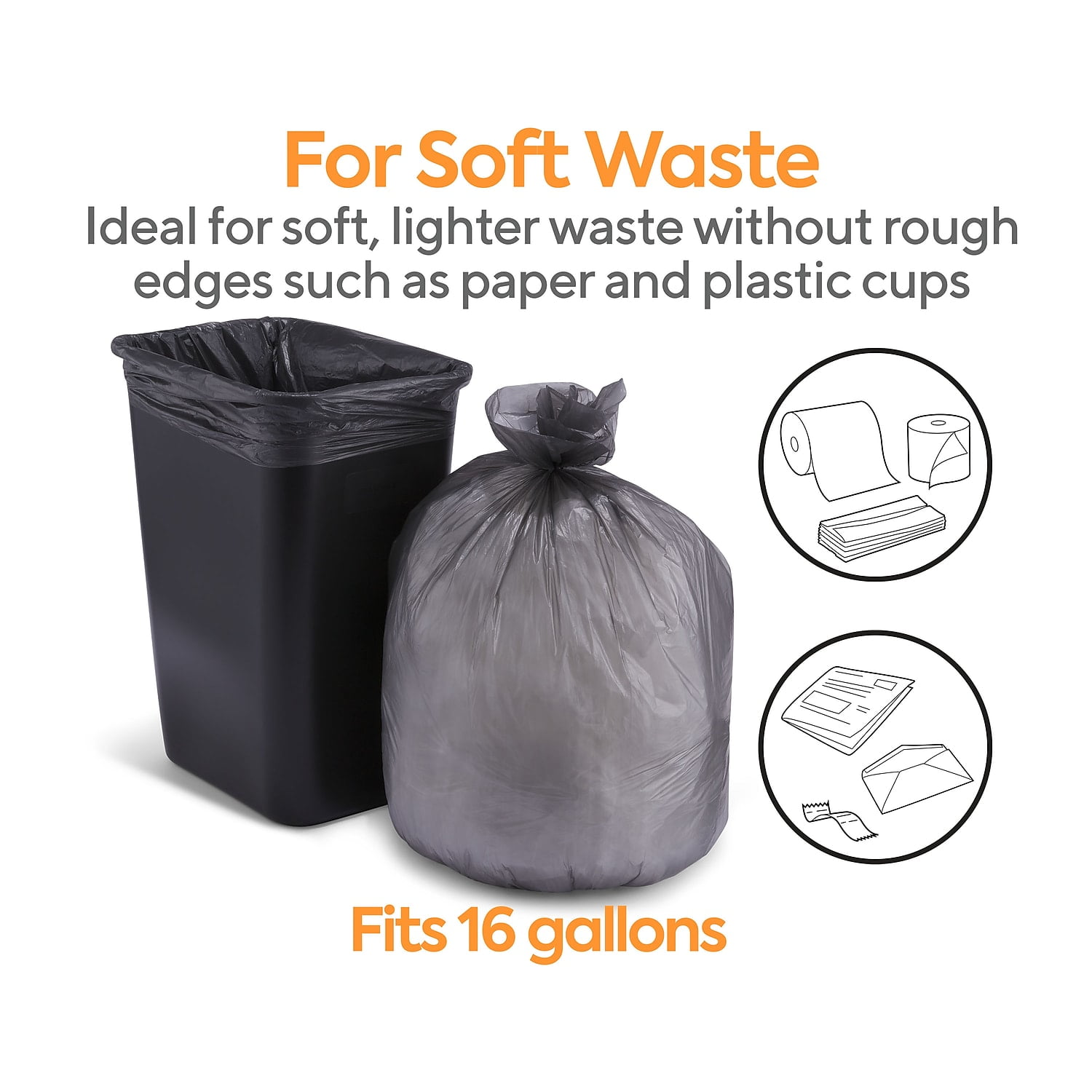 Staples Coastwide Professional 12-16 Gallon Trash Bag 24" x 33" High Density 8 mic Black 1000