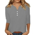 thumbnail image 4 of Comdrip Cotton Muslin Shirt Women! Cotton Linen Shirts for Women Summer Button Down Tops 3/4 Length Sleeve Casual Blouses Oversized Tshirts 2025 Gauze Shirts for Women Grey 3XL, 4 of 10