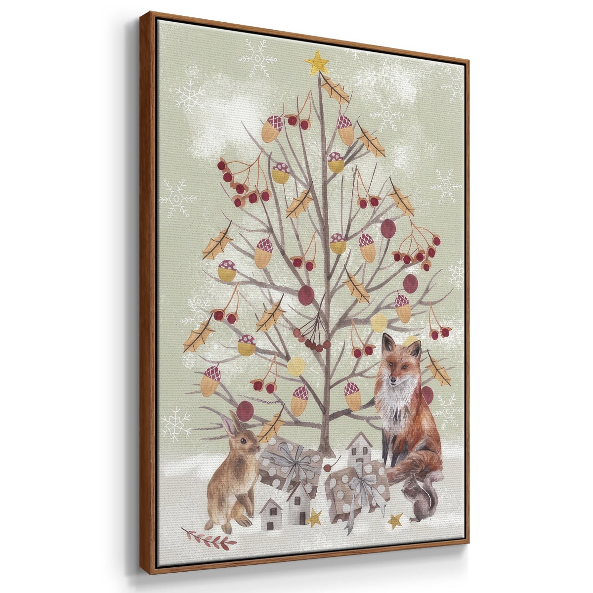 Christmas Time Collection B - Framed Gallery Wrapped Holiday Canvas - 17 x 25 - Rosewood Frame