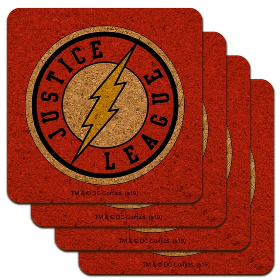 Justice League The Flash Athletic Logo Low Profile Novelty Cork Coaster Set