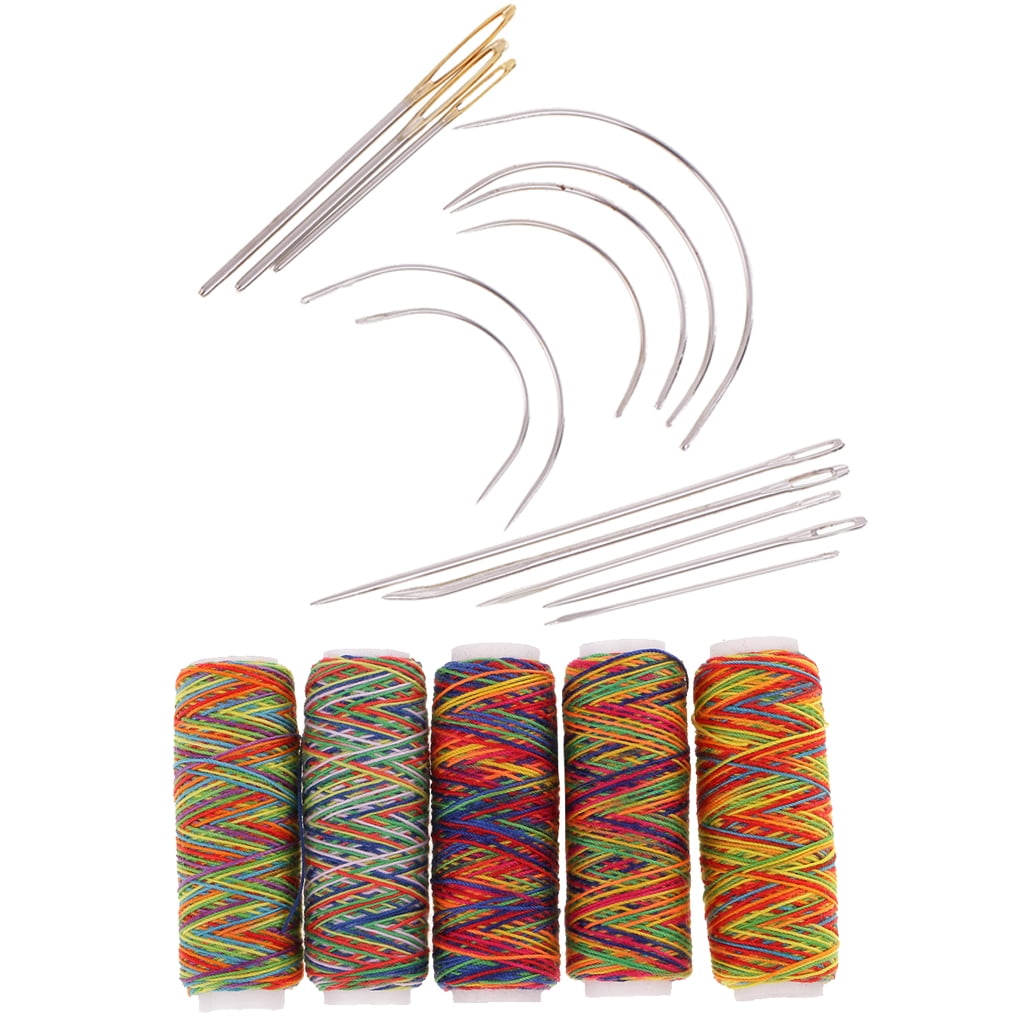 14 Pieces Rainbow Sewing Threads Hand Sewing Needles Upholstery Carpet Leather Canvas DIY Sewing Accessories 