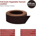 thumbnail image 2 of ELW Vegetable Tanned 8-9 oz. 3.2-3.6mm Dark Brown Straps, Belts, Strips 2-1/2"x60" 6.3x152cm - Full Grain Veg Tan Leather Cowhide Heavy DIY Craft - Holsters, Belt Blanks, Furniture, Stamping, 2 of 7