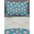 thumbnail image 3 of Blue and Pink Comforter & Sham Bedding Set, Repeating Delicate Flower Petals in Various Sizes, 3 pcs Duvet Set Microfiber Filling Quilt, 5 Sizes, Sea Blue Earth Yellow, by Ambesonne, 3 of 4
