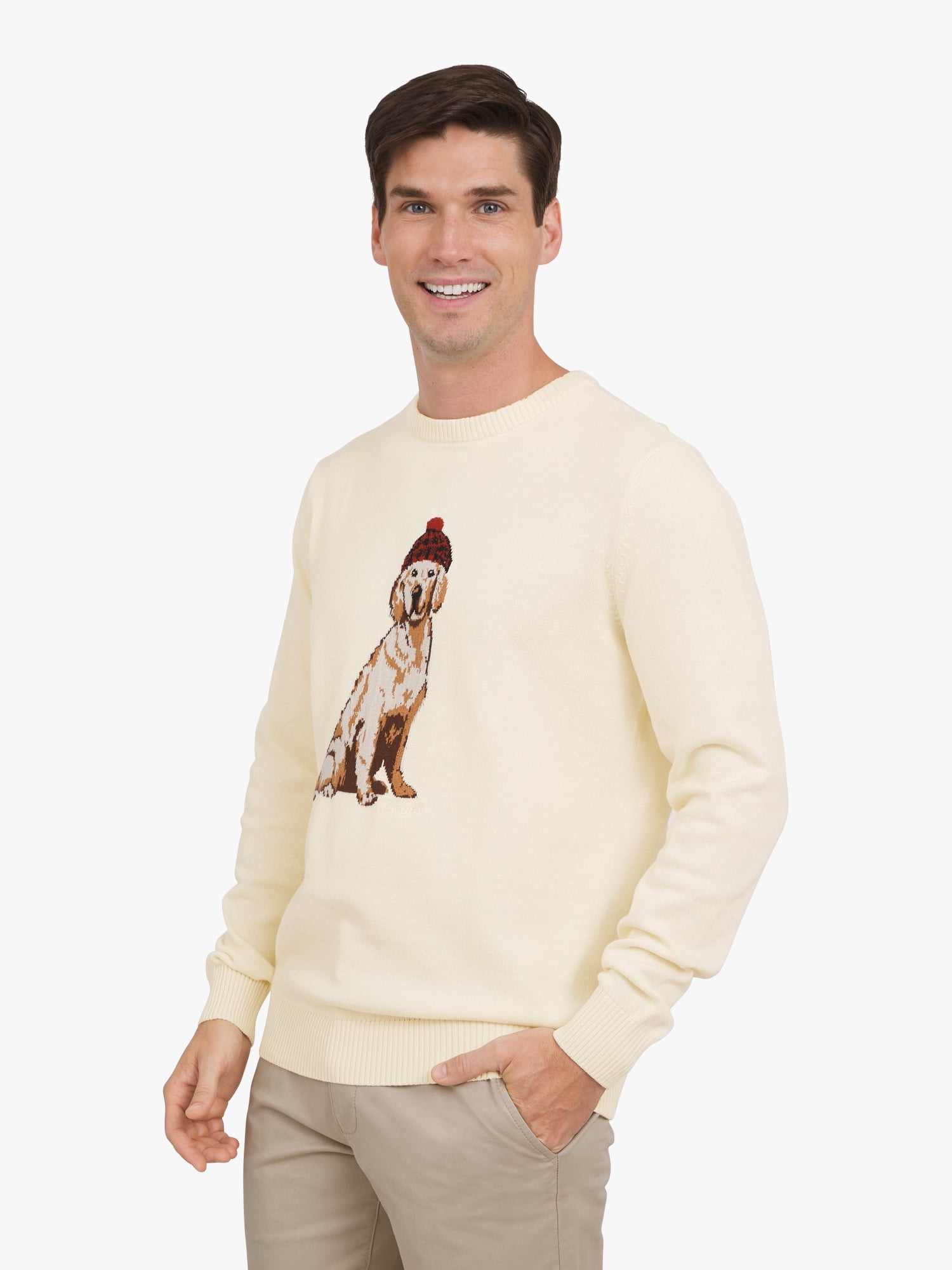 Chaps Men's & Big Men's Cotton Novelty Holiday Crewneck Sweater, Sizes S-3XL