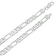 thumbnail image 2 of 6mm Large Polished Silver Plated Flat Figaro Chain Necklace, 40 inches + Gift Box, 2 of 7