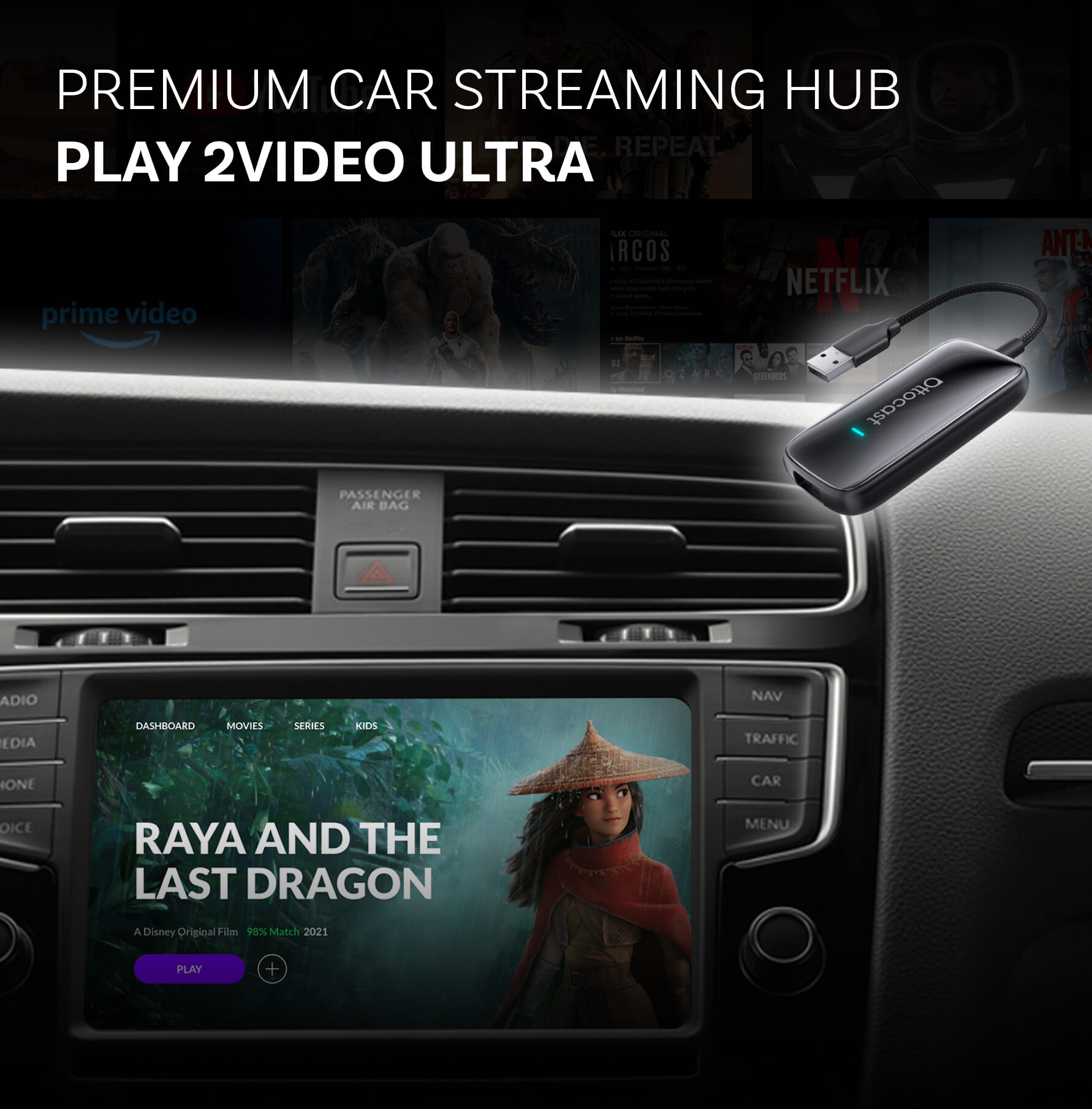 Ottocast Play2Video Ultra Multimedia AiBox YOUTUBE+Netflix 