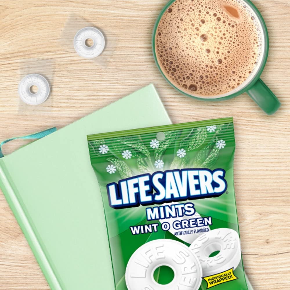 Life Savers Wint O Green Breath Mints – 10 Count Display Box, 0.84 oz Rolls, Cool Mint Hard Candy