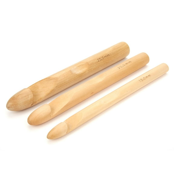 CHICIRIS 3pcs Large Thick Crochet Hook Wooden Knitting Needlee Weaving Tool 15mm 20mm 25mm,Wooden Weaving Tool,Thick Crochet Hook
