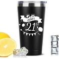 thumbnail image 3 of 20 oz Double-sided Vintage 2001 Coffee Tumbler Cup With Old Time Information, 21st Birthday Gifts for Her Him, 21st Birthday Decoration, 21st Vacuum Cup with Lid Black, 3 of 6