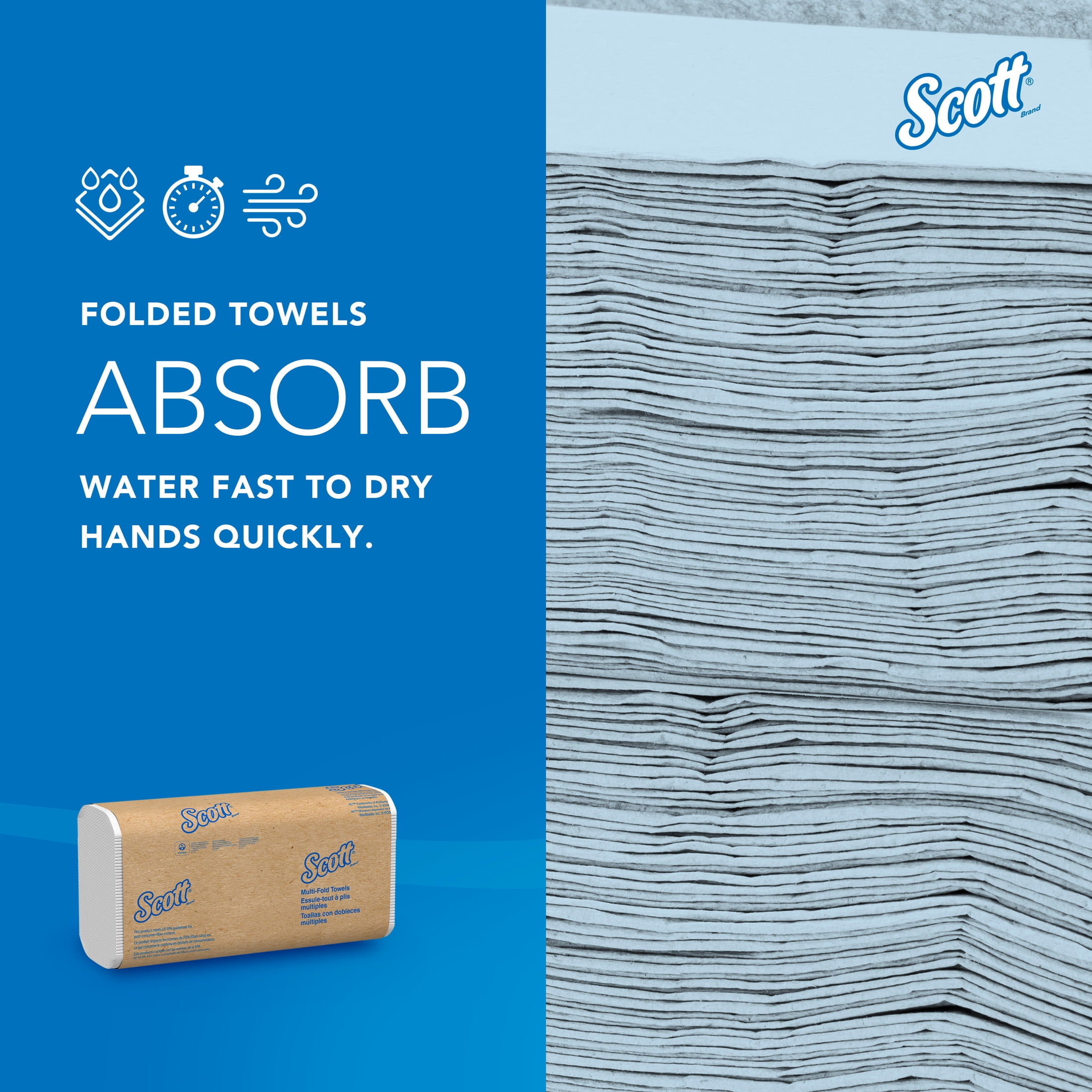 Scott® Professional Universal Multifold Paper Towels, Bulk (01840), Absorbency Pockets, Standard Tier, Compressed, White (16 Packs, 250 Sheets Each)
