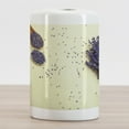 thumbnail image 2 of Herb Ceramic Toothbrush Holder, Dry Lavender in Spoons and Bowl and Spring Botany Fresh Purple Flower Bouquet, Decorative Versatile Countertop for Bathroom, 4.5" X 2.7", Cream Laurel Green, 2 of 4
