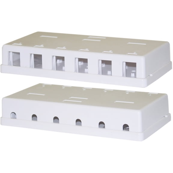 Blank Surface Mount Box for Keystones, 6 Hole, White