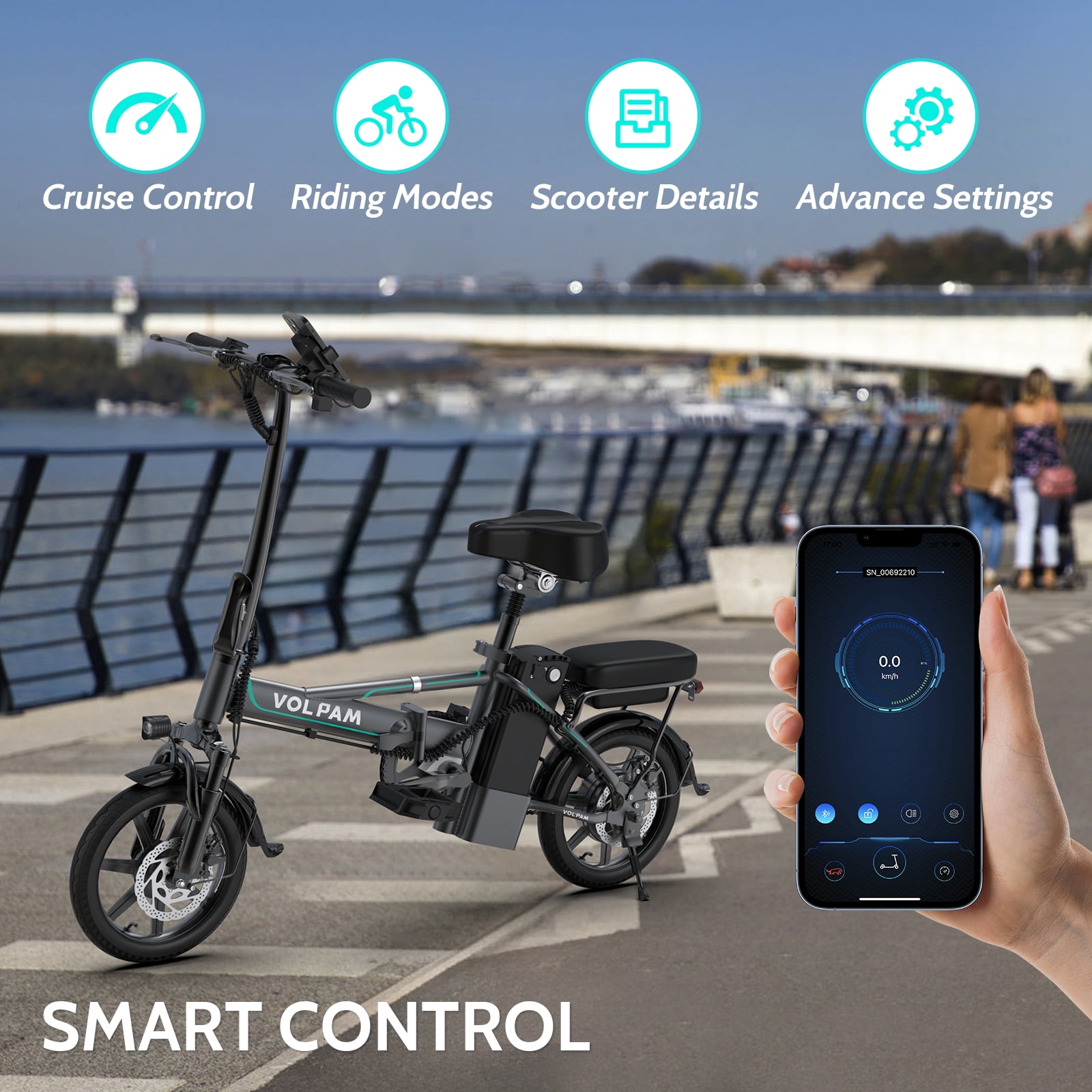 Electric Bike, 14" E-Bikes for Adults, 500W Electric Commuter Bicycle 48V 10.4 Ah Removable Battery, Max Speed 20Mph, Green