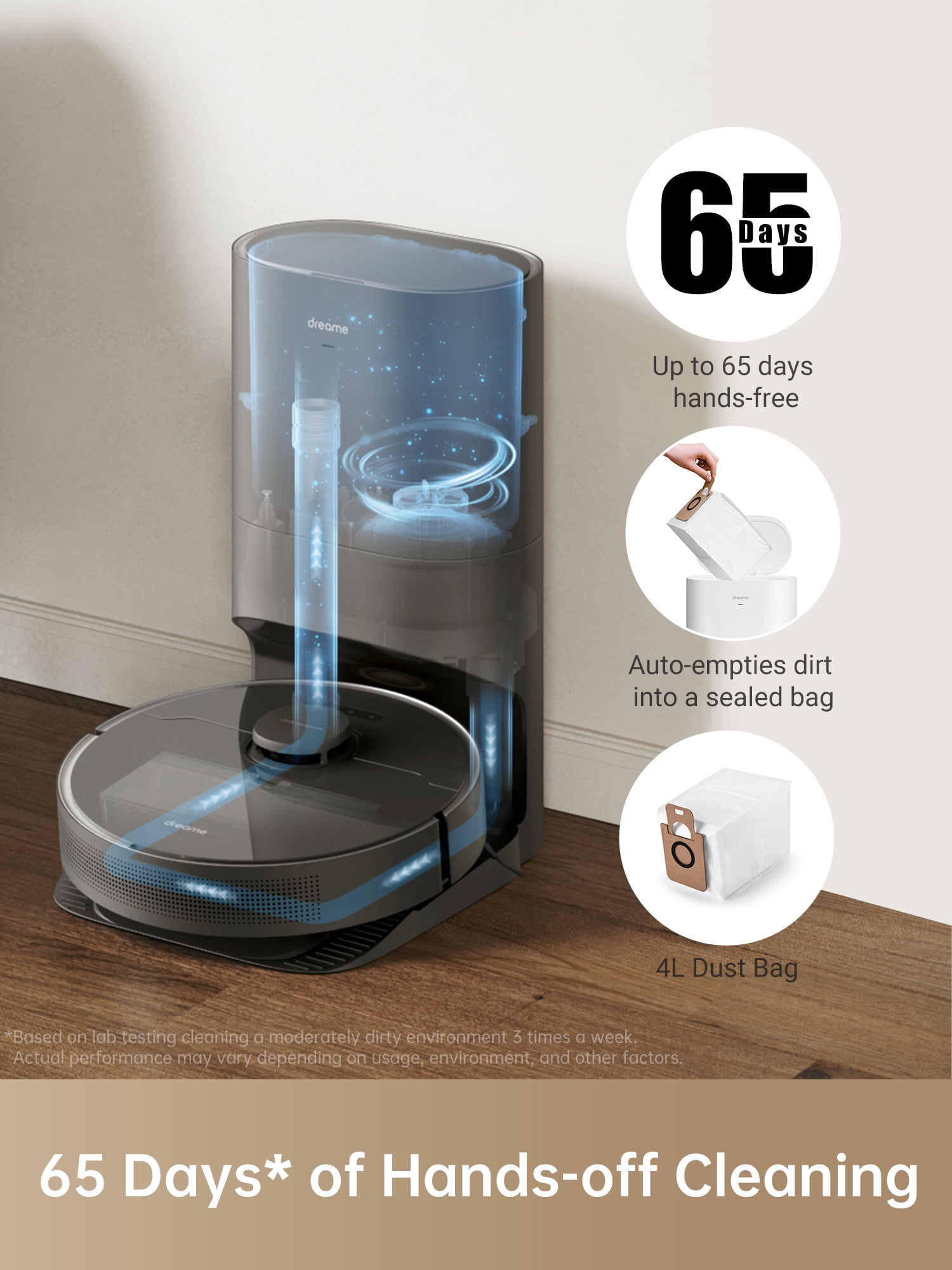 Dreame 3-in-1 Robot Vacuum and Mop, Advanced AI and LiDAR Navigation, Self-Emptying Base, D10s Plus