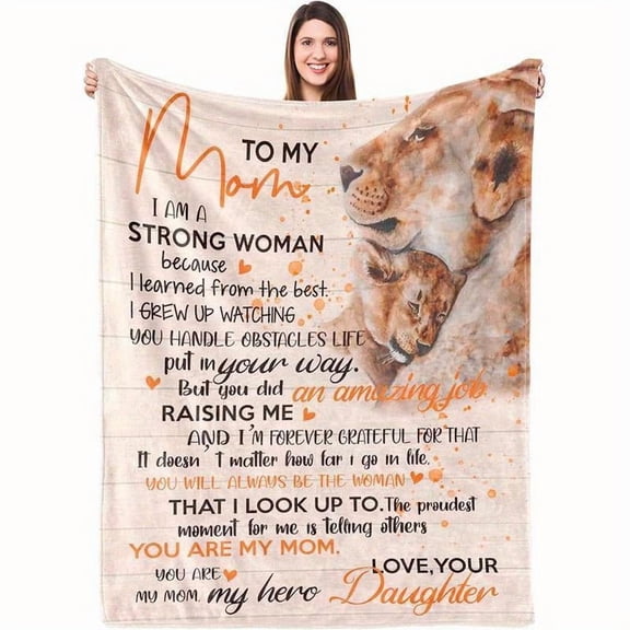 Gifts for Mom, Birthday Gifts - Throw Blanket for Mom, Mom Blanket from Daughter OCloud-soft, floral-printed, gold-trimmed luxury