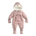 thumbnail image 5 of ZACPNCV Infant Baby Boys Girls Winter Snowsuit Romper Hoodied Footie Outwear Toddler Jumpsuit Down Coat Jacket Pink 12-18 Months, 5 of 9