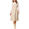 thumbnail image 2 of Vestido midi casual sin mangas de cuello cuadrado y ribete de mujer INSPIRE CHIC en color beige, 2 of 6