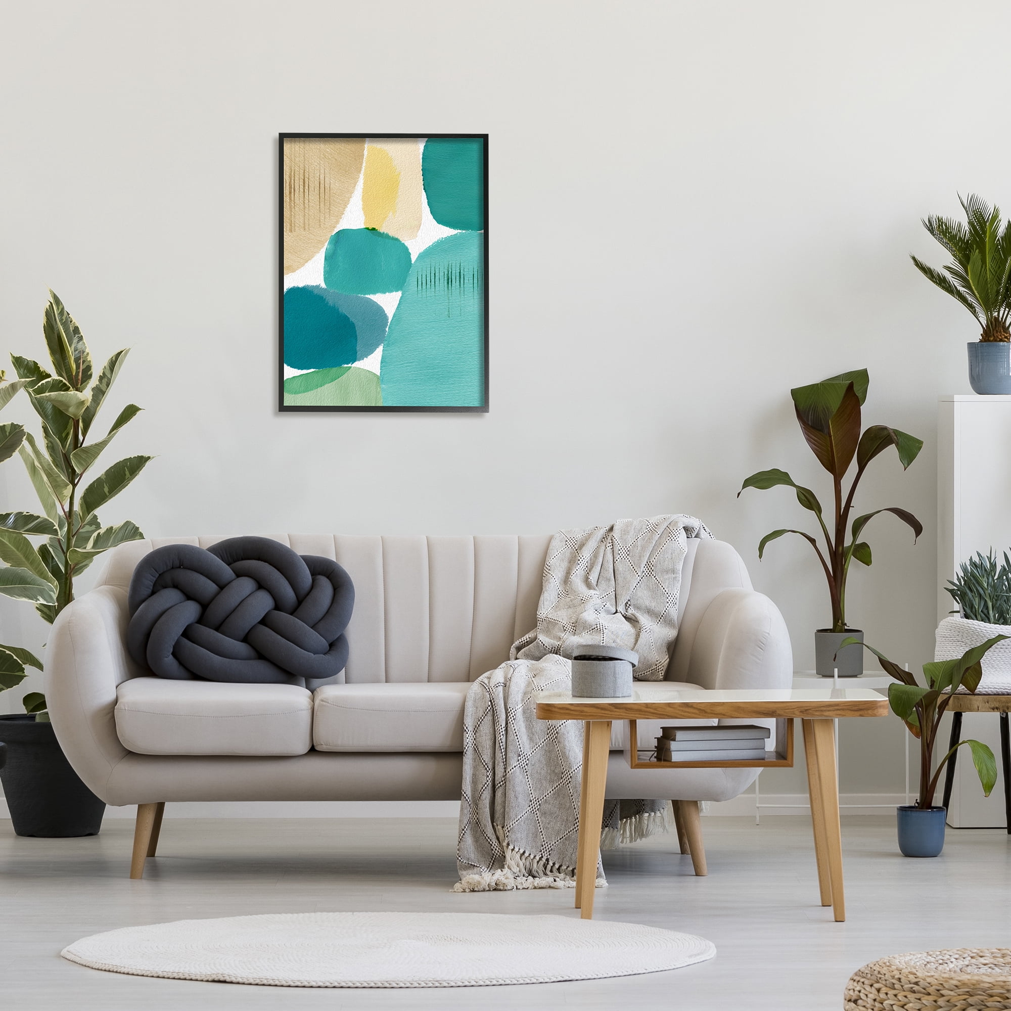 Stupell Industries Contemporary Circles Painting Abstract Painting Black Framed Art Print Wall Art, 24 x 30