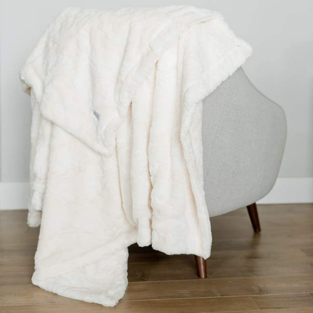 Softest Warm Elegant Cozy Faux Fur Home Throw Blanket by HTOOQ Solid Ivory Extra Large 60 x 80 Solid Ivory Extra Large 60 x 80