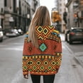thumbnail image 3 of SCRAWLGOD Aztec Ethnic Womens Hoodies Pullover Graphic Sweaters for Women Trendy Drop Shoulder Collar Ladies Hooded Sweatshirts Soft Women Trendy Clothes Outfits Size 2XL, 3 of 7