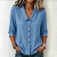 thumbnail image 6 of Ynynloco Womens 3/4 Sleeve Cotton Linen Shirts Peter Pan Collar Button Down Tops Lightweight Breathable Casual Cute Tops, 6 of 8