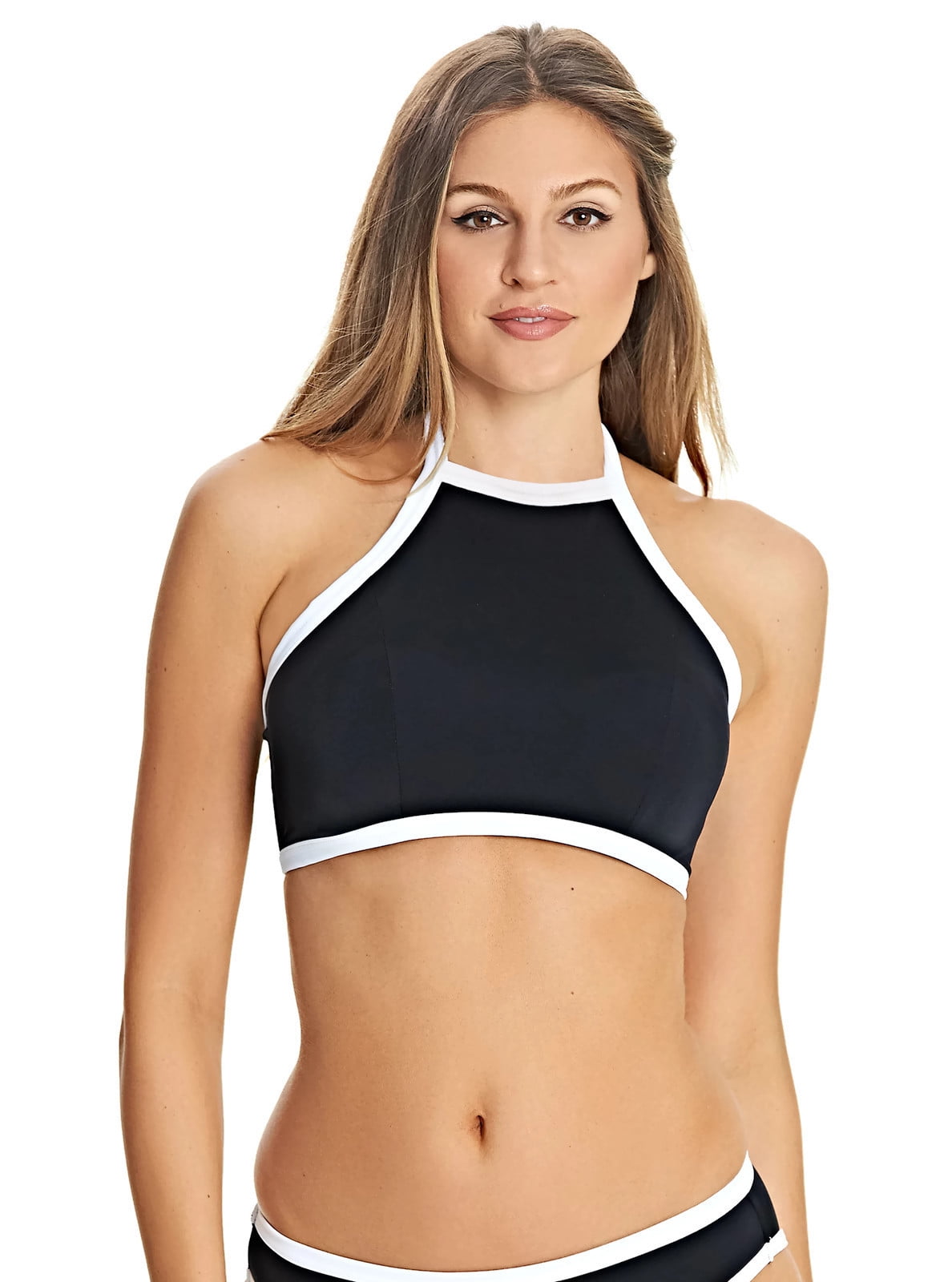 Freya Womens Back to Black Underwire High Neck Swim Crop Top, 30E