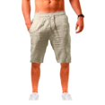 thumbnail image 2 of Nuevos pantalones cortos de lino y algodón para hombre, pantalones de lino de Color sólido transpirables de verano para hombre, ropa de calle de Fitness S-3XL Tan Jianjun unisex, 2 of 2