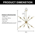 thumbnail image 5 of Gold Sputnik Chandelier 8 Lights Modern Pendant Lighting, Mid Century Flush Mount Ceiling Light Fixture Adjustable Height for Kitchen Dining Room Living Room Bedroom Foyer, 5 of 7