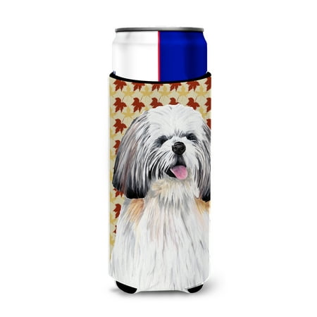 

Caroline s Treasures SC9223MUK Shih Tzu Fall Leaves Portrait Ultra Hugger for slim cans Slim Can multicolor