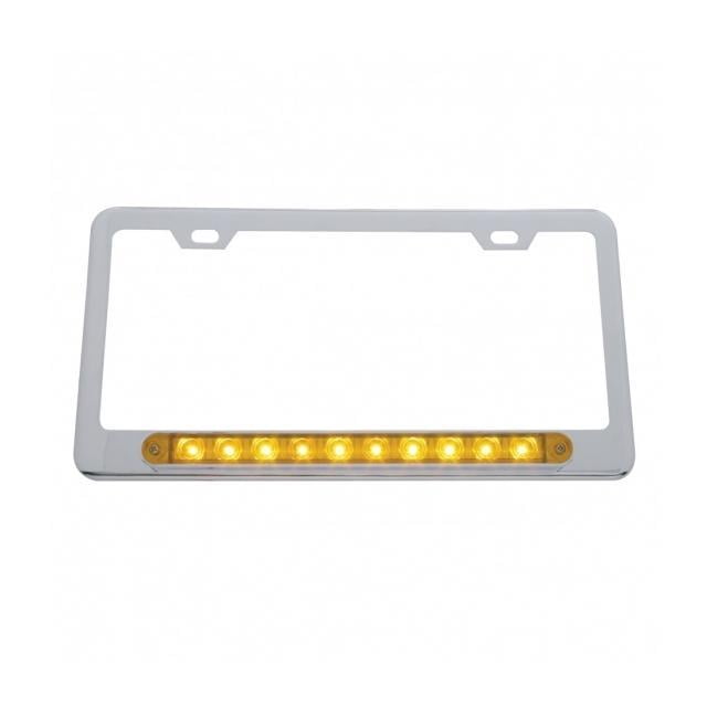 United Pacific 10 LED Light Bar License Frame Amber LED/Amber Lens