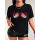 thumbnail image 1 of Women'S Casual Crew Neck Short Sleeve T-Shirt, Polyester Knit Fabric with Medium Stretch, with Skeleton Hand Heart Print, for Spring/Summer/Fall, 1 of 7