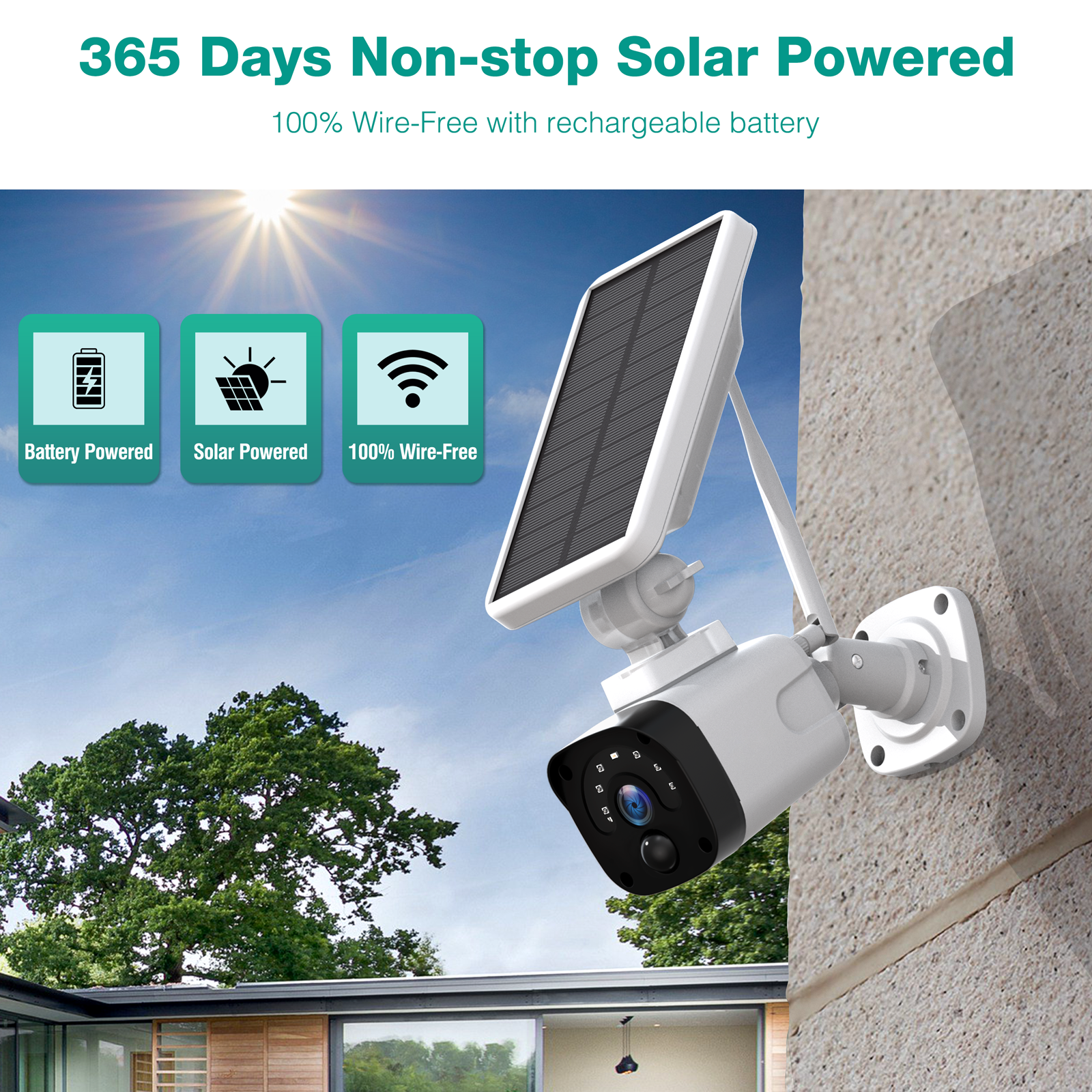 TOGUARD 3MP Solar Wireless Security Camera System Outdoor with Base Station, CCTV Camera Security System 2-Way Audio PIR Motion Detection Night Vision Support TF/Cloud Storage HDMI Output - image 3 of 9