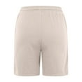 thumbnail image 5 of Huesdet Women's Shorts Plus Size Cotton Linen Shorts, Summer Casual Pants, Walking Athletic Yoga Shorts, Hiking Comfy Beach Shorts(Beige,XXL), 5 of 5