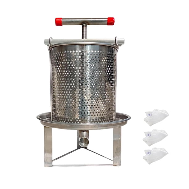 Extractor de miel manual, triturador, práctico, ligero y casero. Accesorios. 3 mallas de filtración