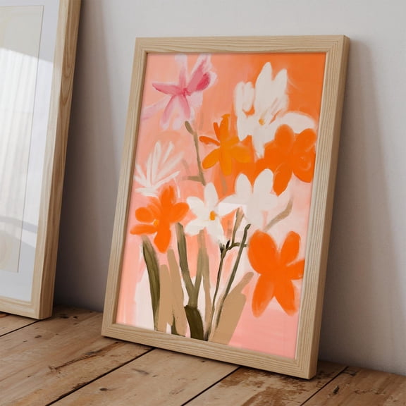 Orange Flowers Wall Art Poster, Floral Home Decor, Aesthetic Decor, Apartment Decor,, Unframed Poster Size 8x12